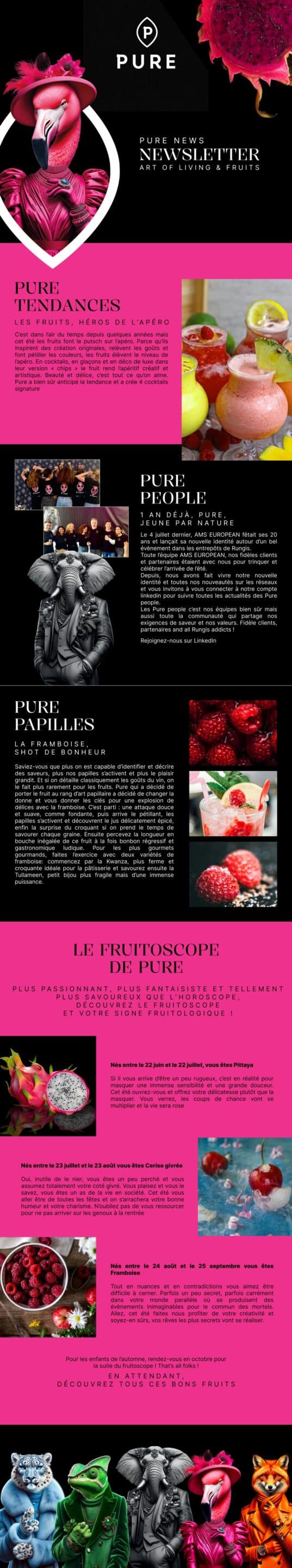 Newsletter de fruits et tendances PURE.