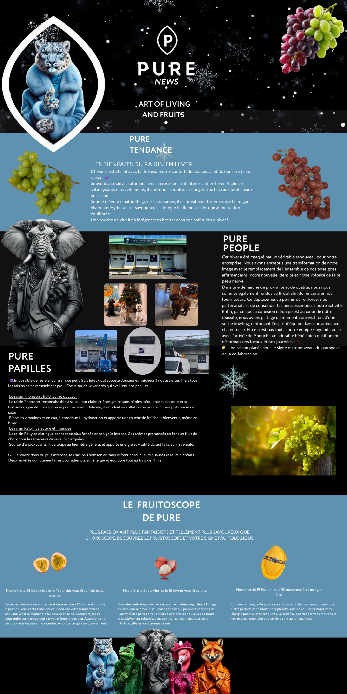 Personnages d'animaux stylisés en hiver