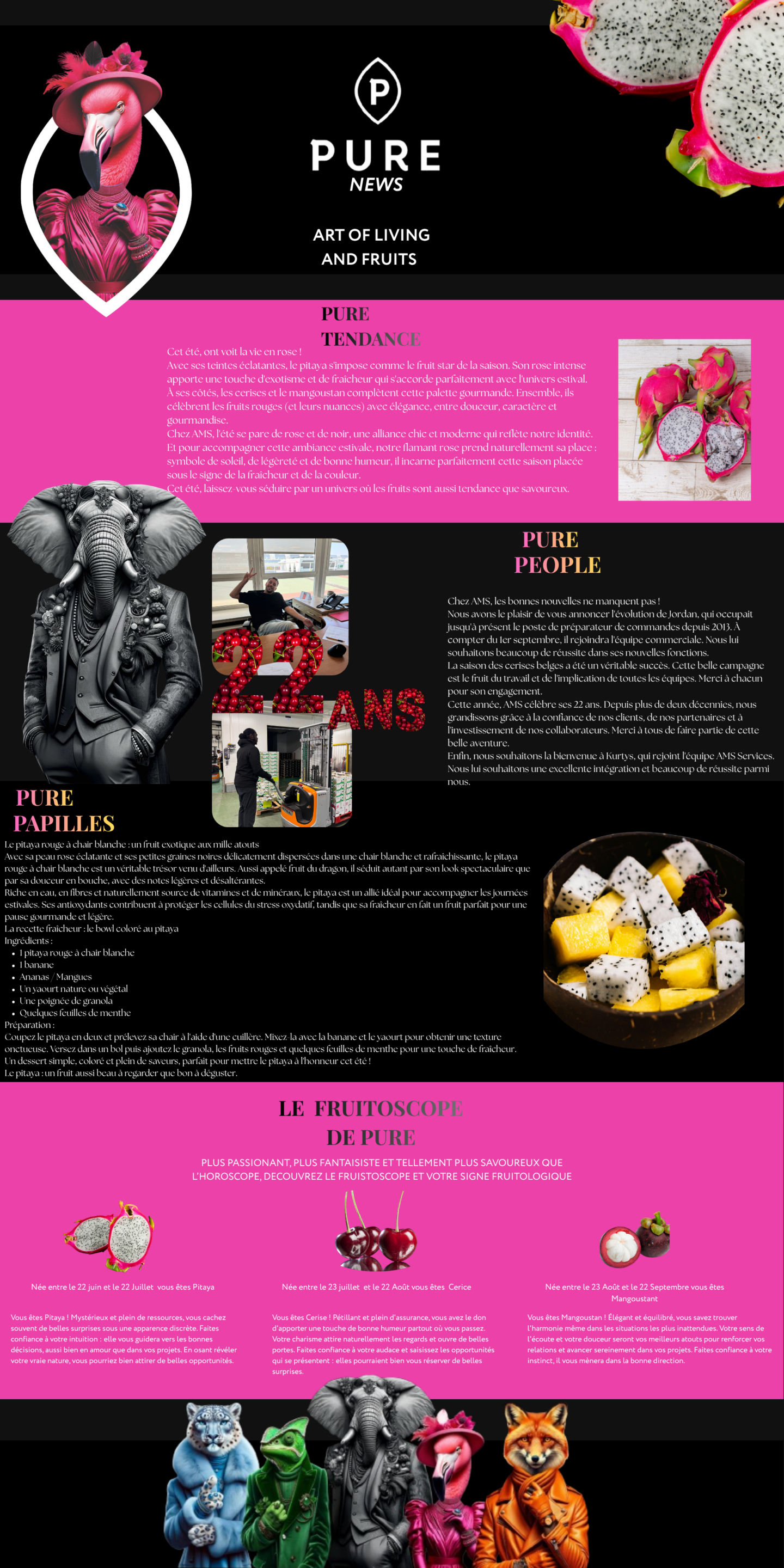 Newsletter PURE sur le pitaya, fruits et tendances estivales